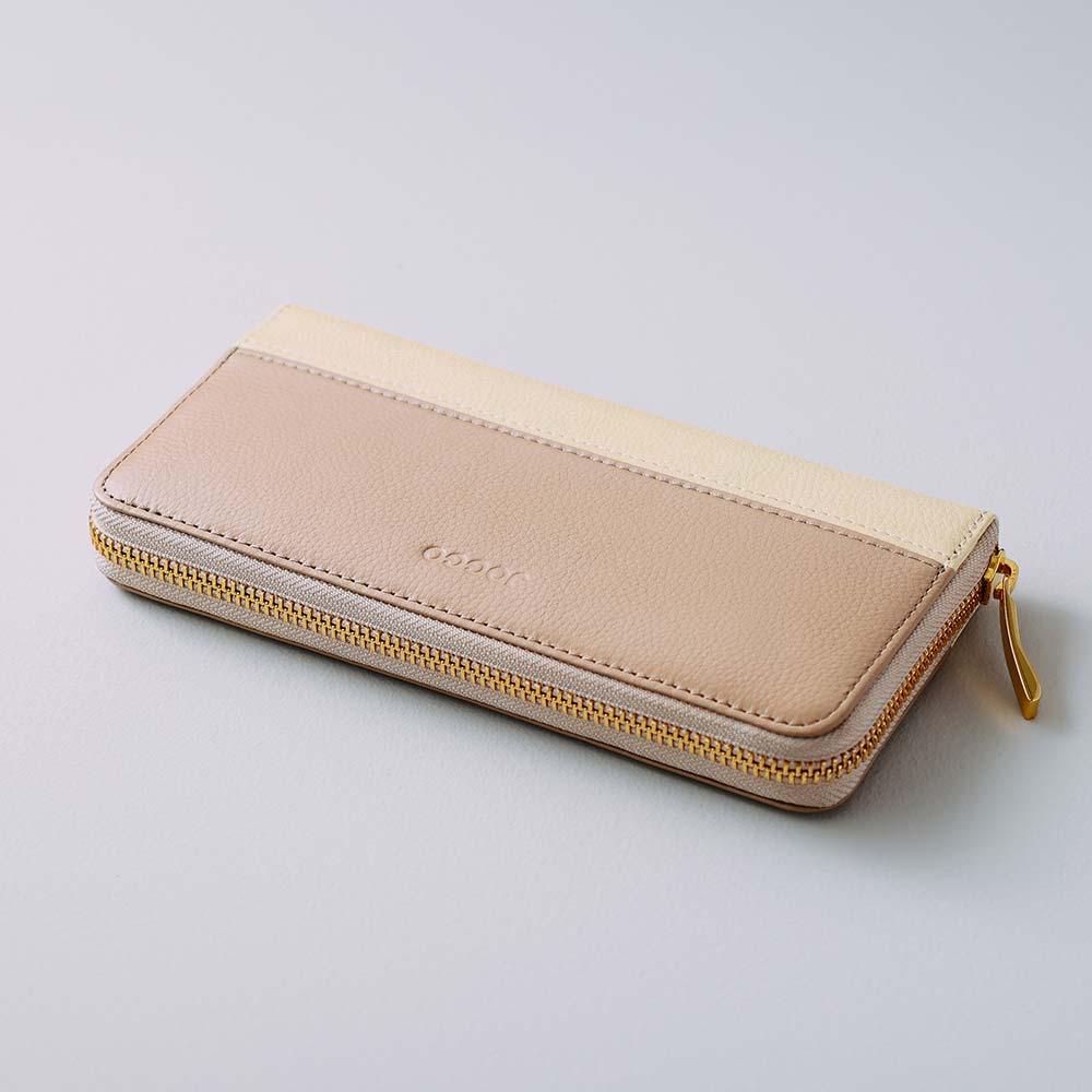 シンプルラウンドバイカラー長財布(エンボス) - JOGGO