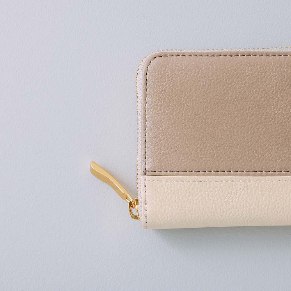 シンプルラウンドバイカラー長財布(エンボス) - JOGGO